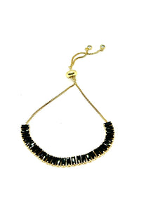 PULSERA CHAPA AJUSTABLE ZIRCONIA NEGRO