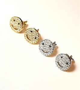 Aretes happy face de chapa de oro