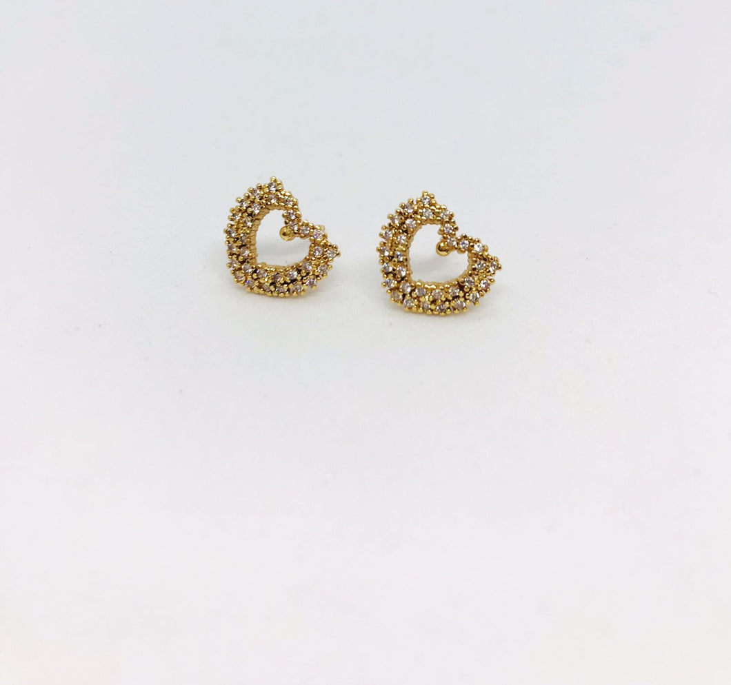 Aretes Corazón con Zirconias Chapa