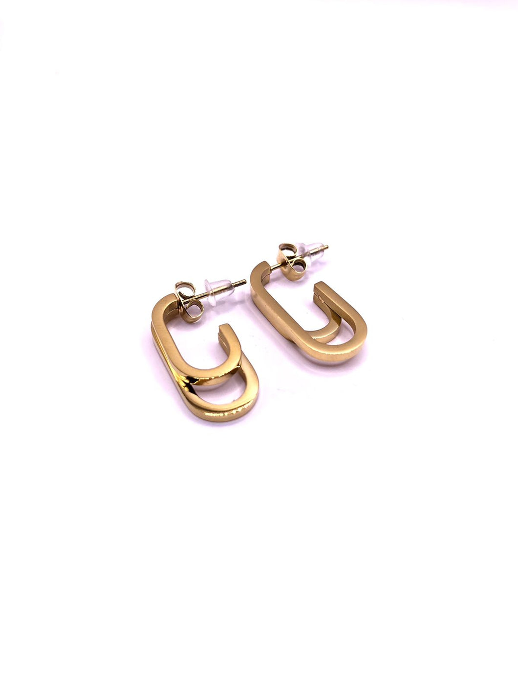 ARETES ACERO TIPO U DOBLE DORADO