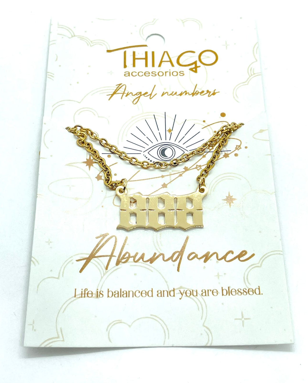 COLLAR ACERO ANGEL NUMBER ABUNDANCE CHAPA