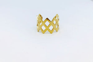 Anillo zigzag ajustable en chapa de oro