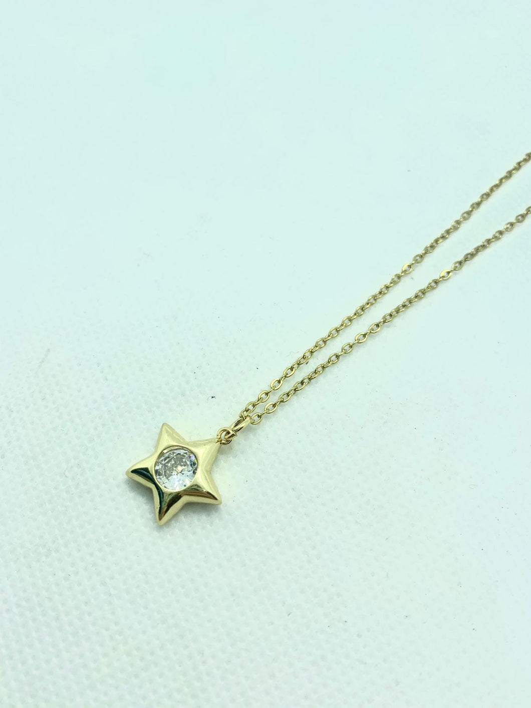 COLLAR ACERO DIJE ESTRELLA CHAPA ZIRCONIA